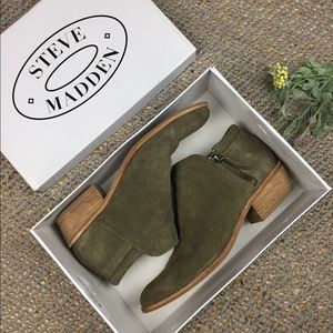 Steve Madden Tobii Olive Suede Bootie